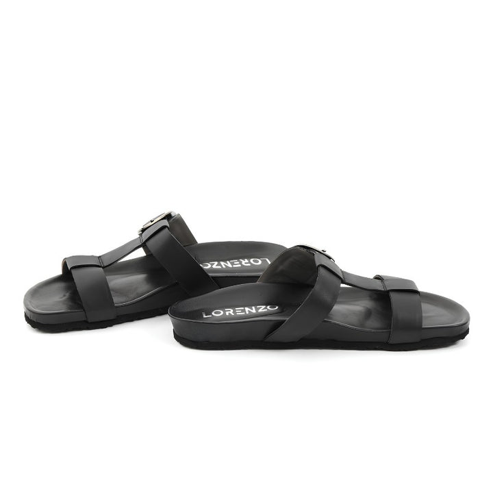 sandales plates femme cuir noir