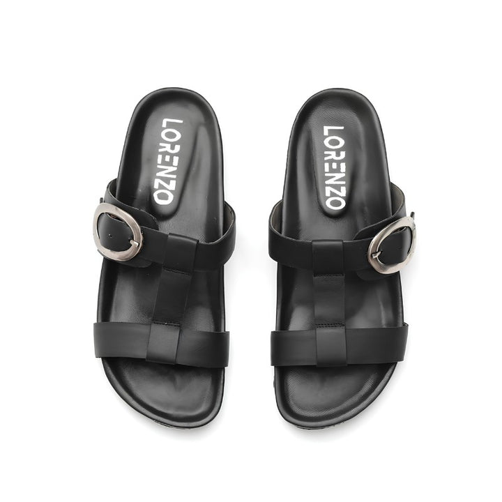 sandales plates femme cuir noir