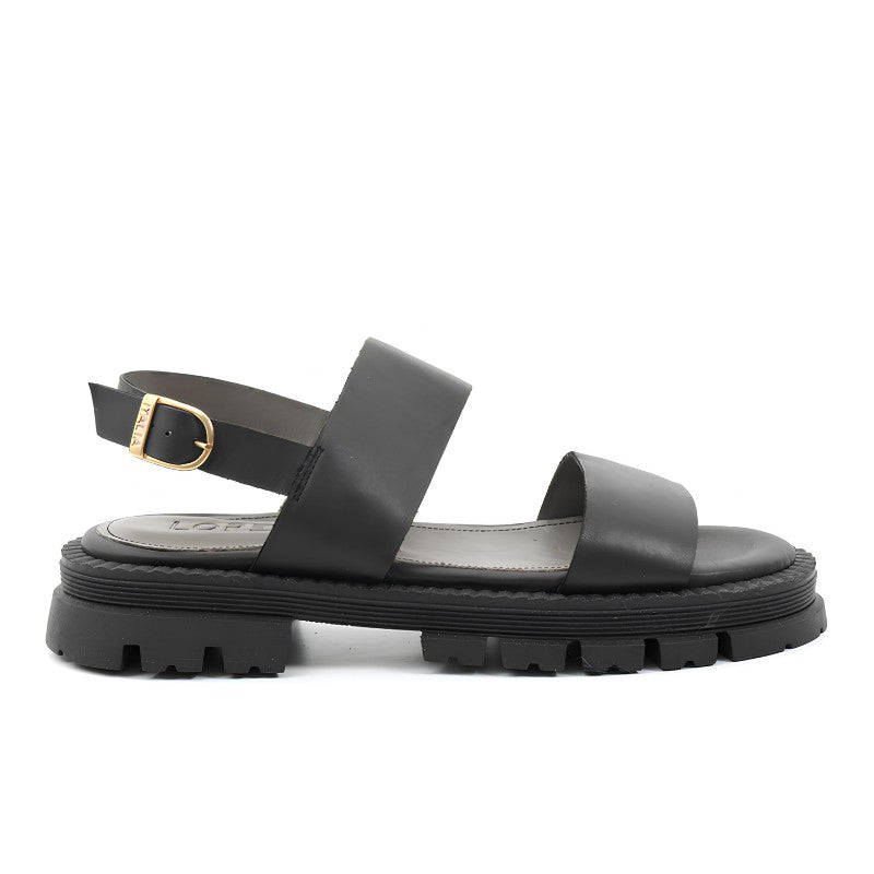 sandales plates femme cuir noir