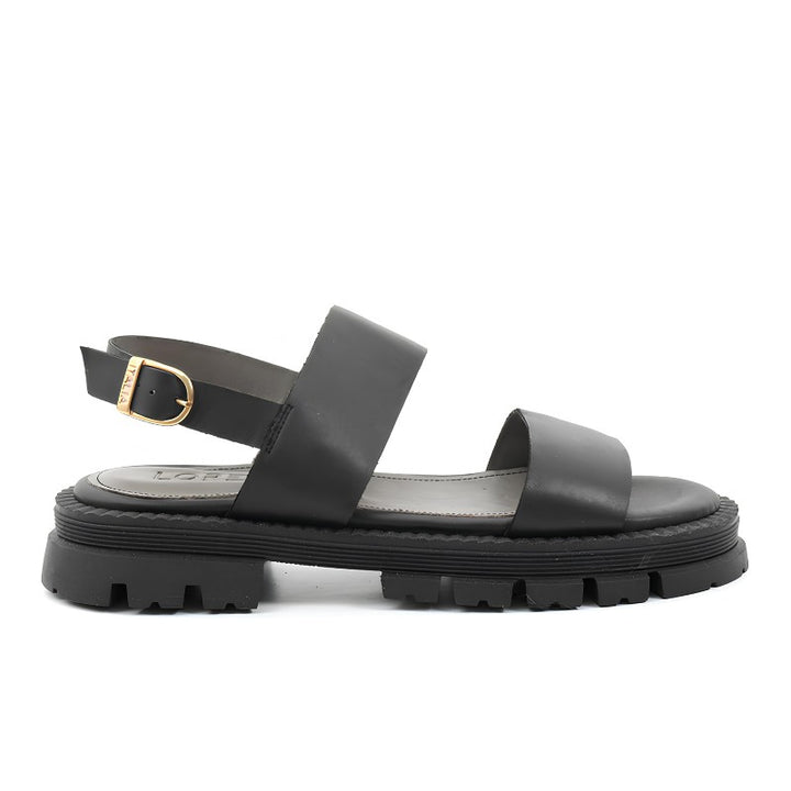 sandales plates femme cuir noir