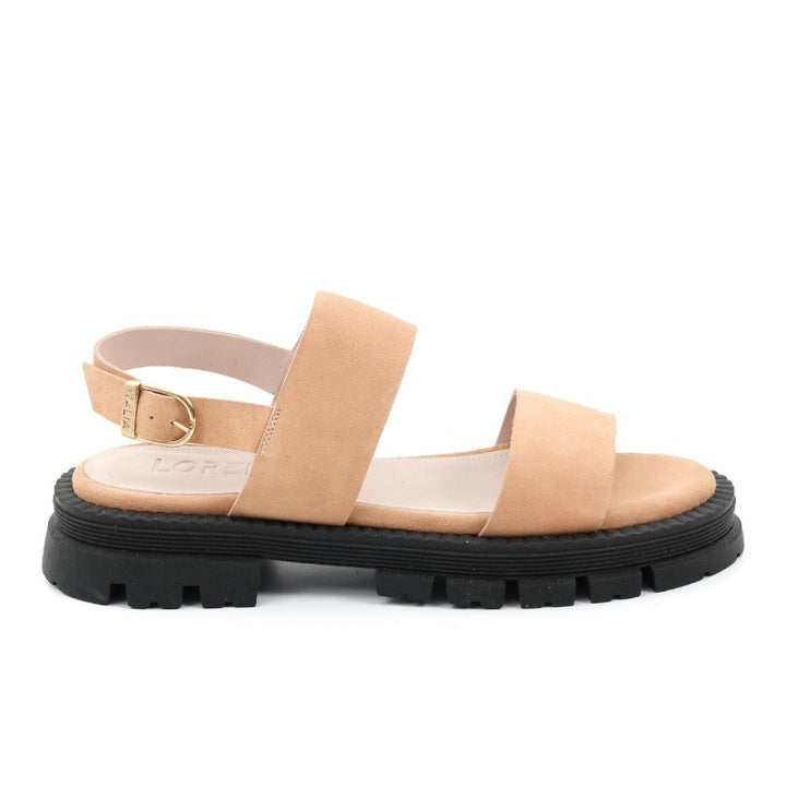 sandales plates femme daim beige