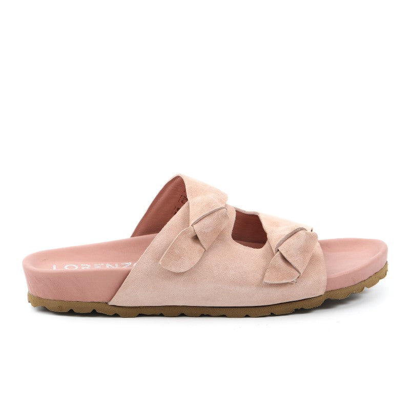 sandales plates femme daim saumon