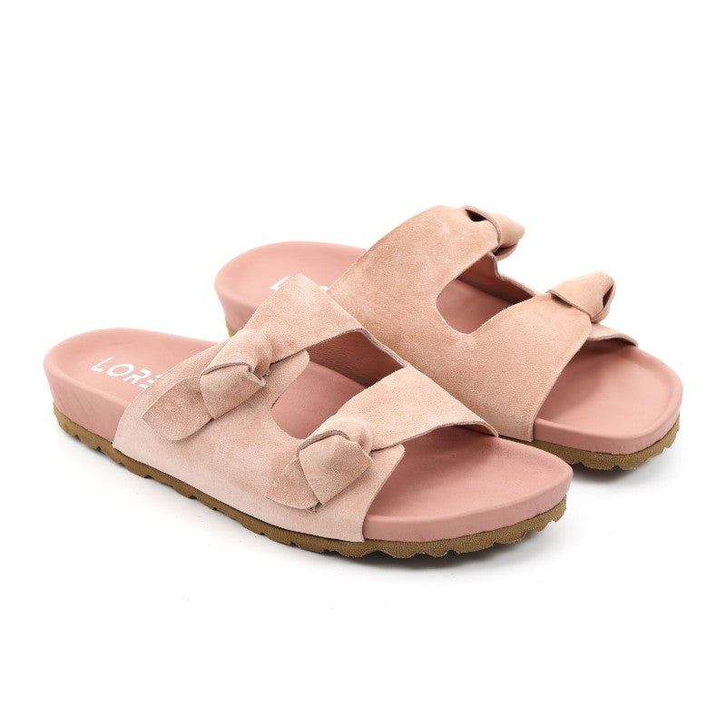 sandales plates femme daim saumon
