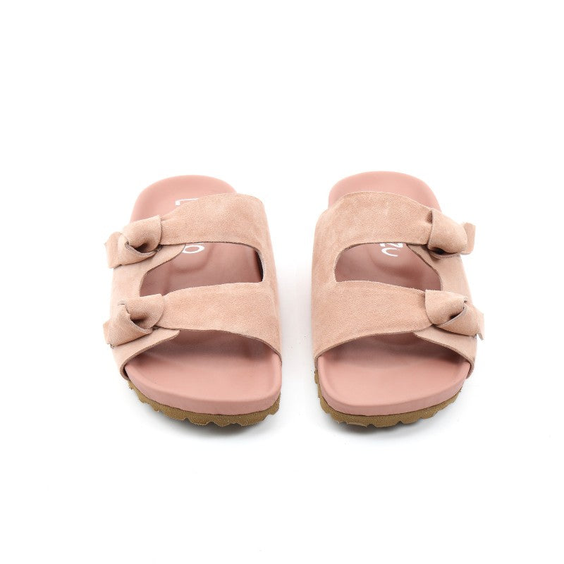 sandales plates femme daim saumon