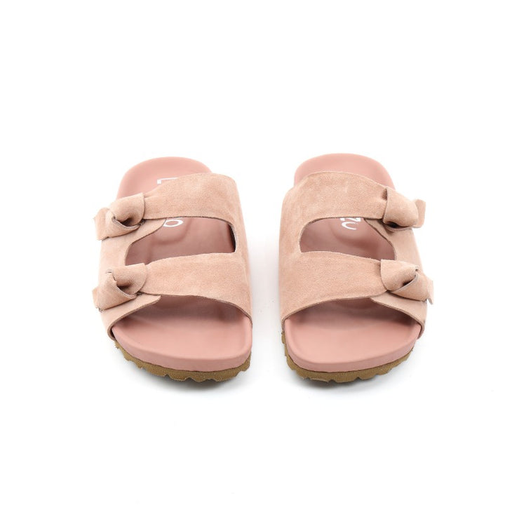sandales plates femme daim saumon