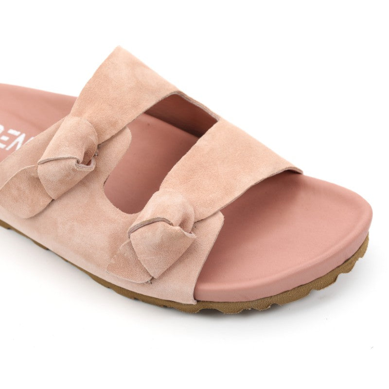 sandales plates femme daim saumon