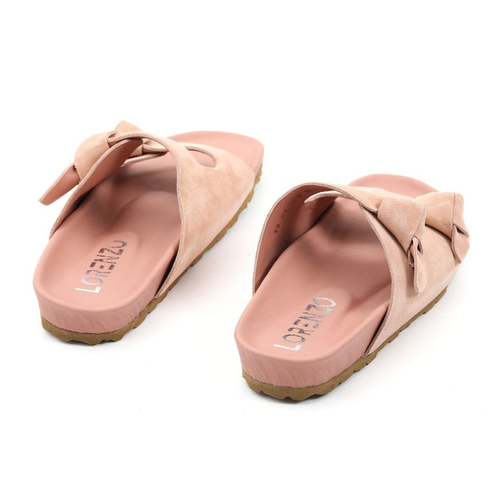 sandales plates femme daim saumon
