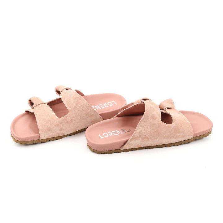 sandales plates femme daim saumon