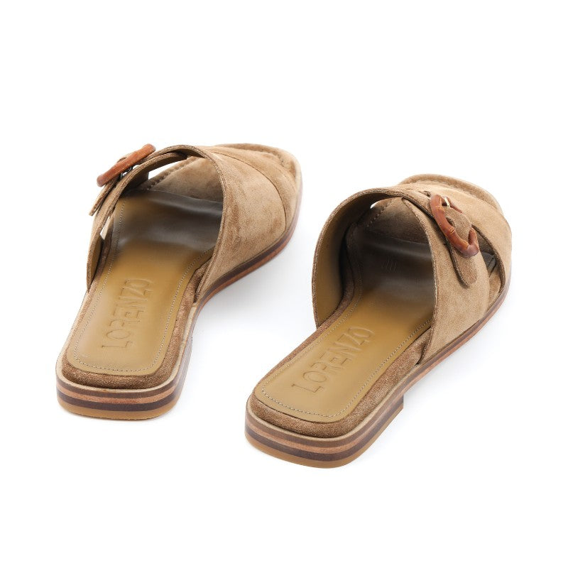 sandales femme daim tabac